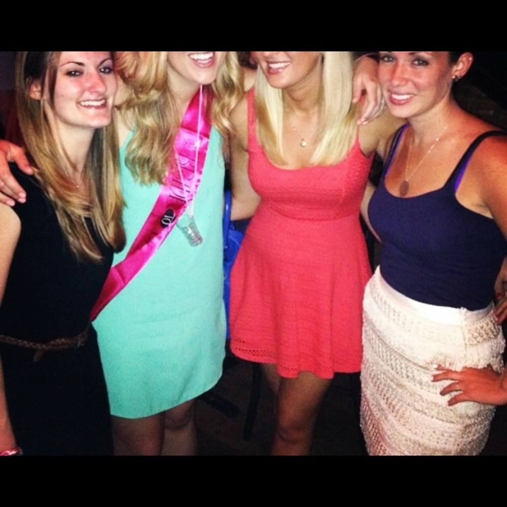 Aqua coral skater dress